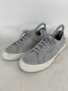 Superga Light Gray Green Canvas Lace Up Sneakers Women’s Size 8